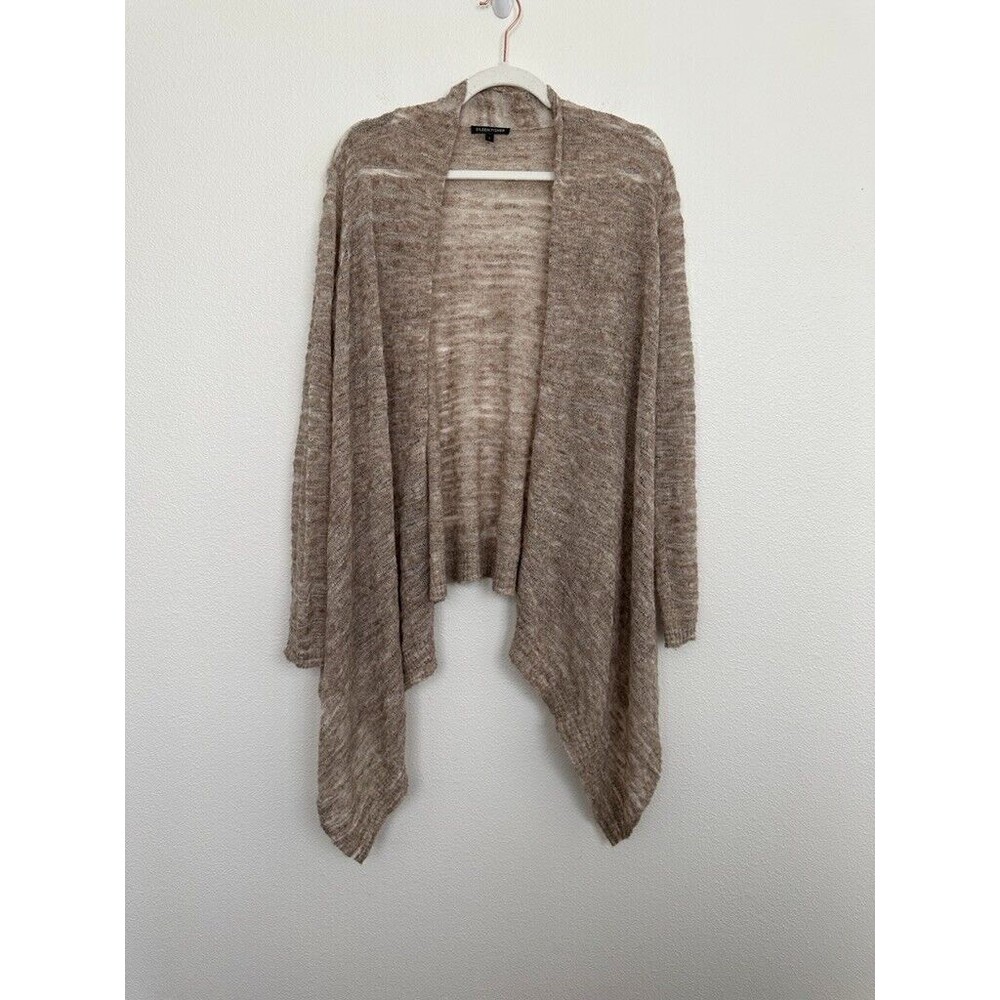 Eileen Fisher Women's Open Front Baby Alpaca Waterfall Cardigan Beige Size Large